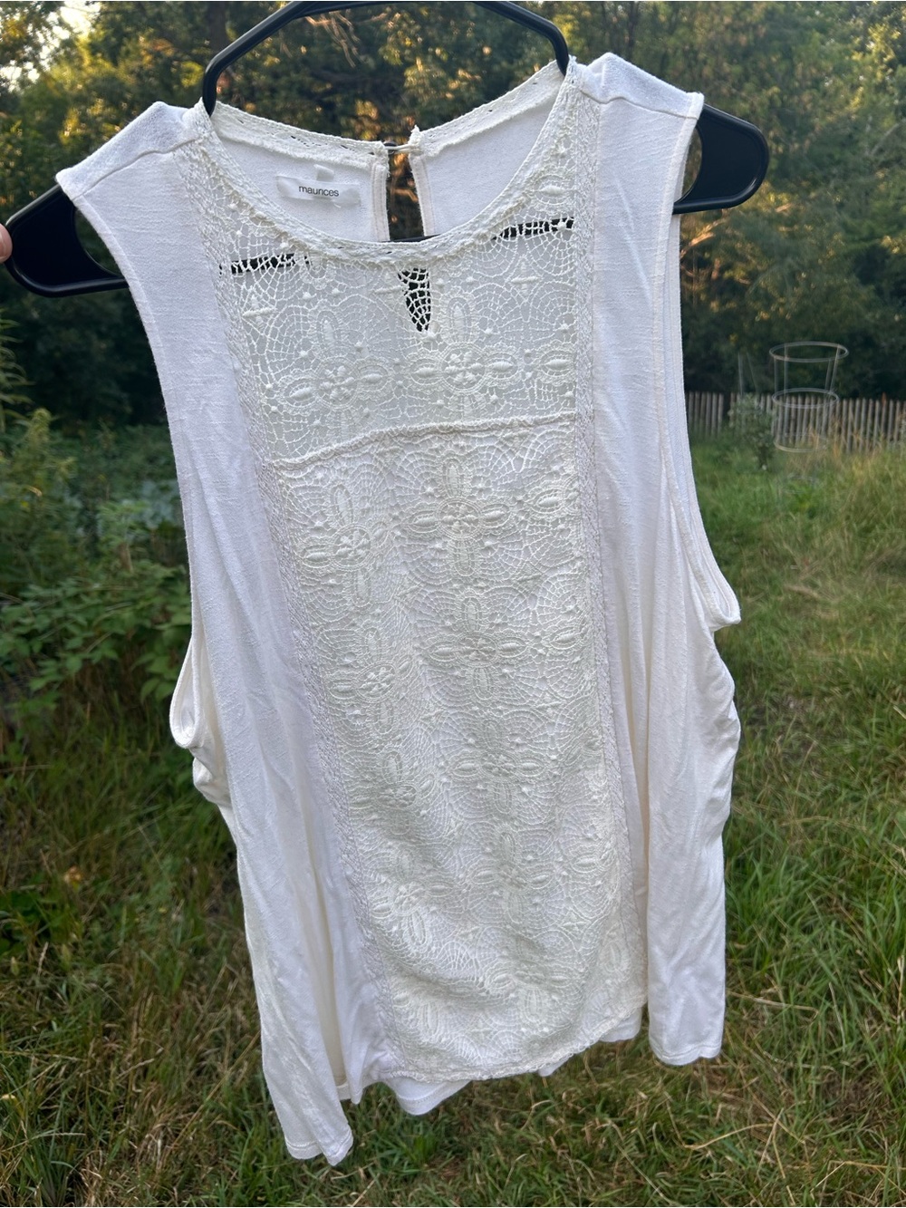 Maurices Cream Crochet-Front Sleeveless Tank